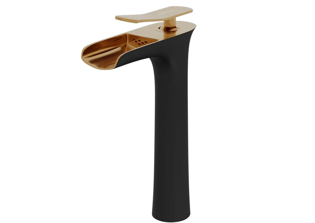 Fonteinkraan TROPIC | ZWART MET GOUD | inclusief aansluitslangen