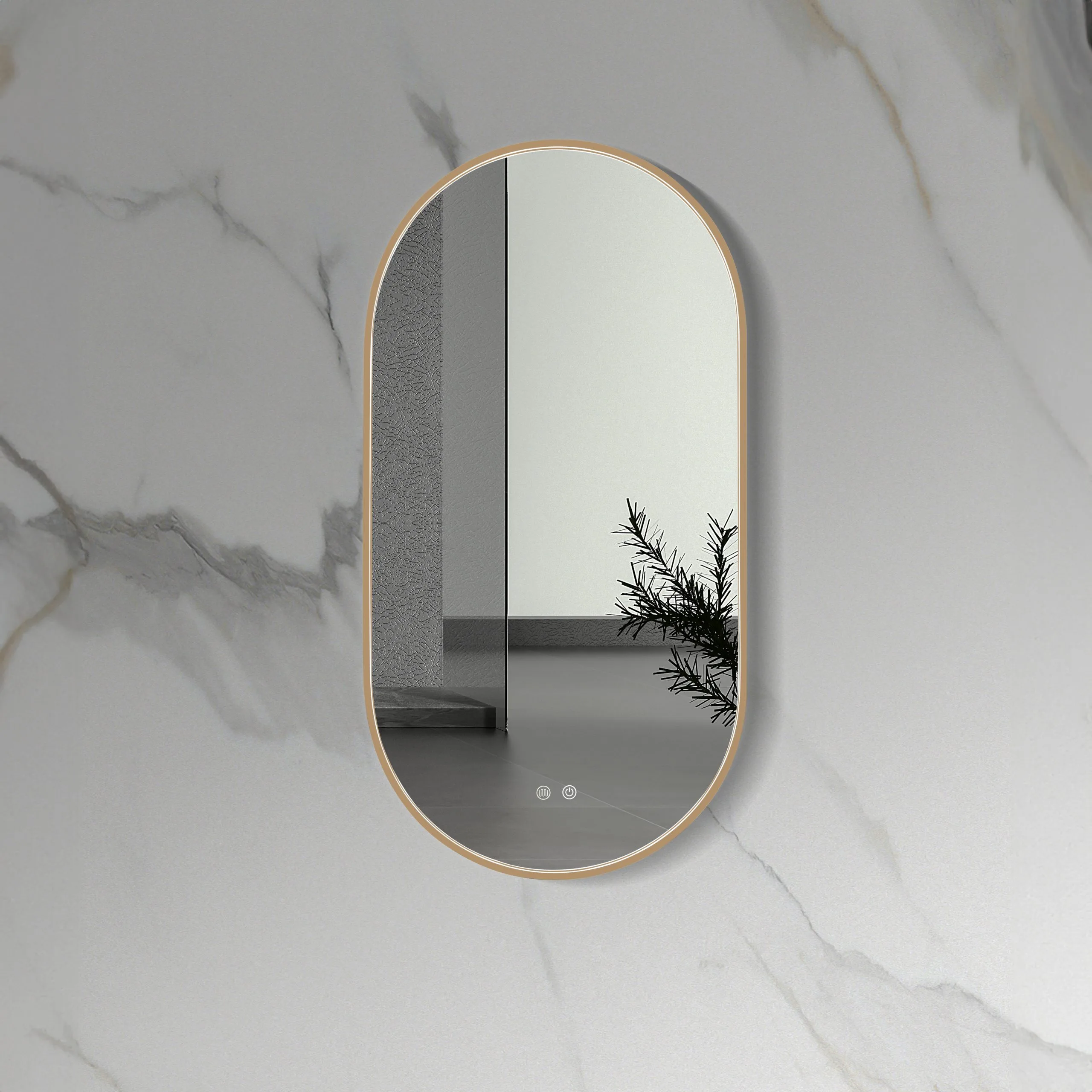 LINA | LED Spiegel ovaal | GEBORSTELD KOPER | 100x50cm