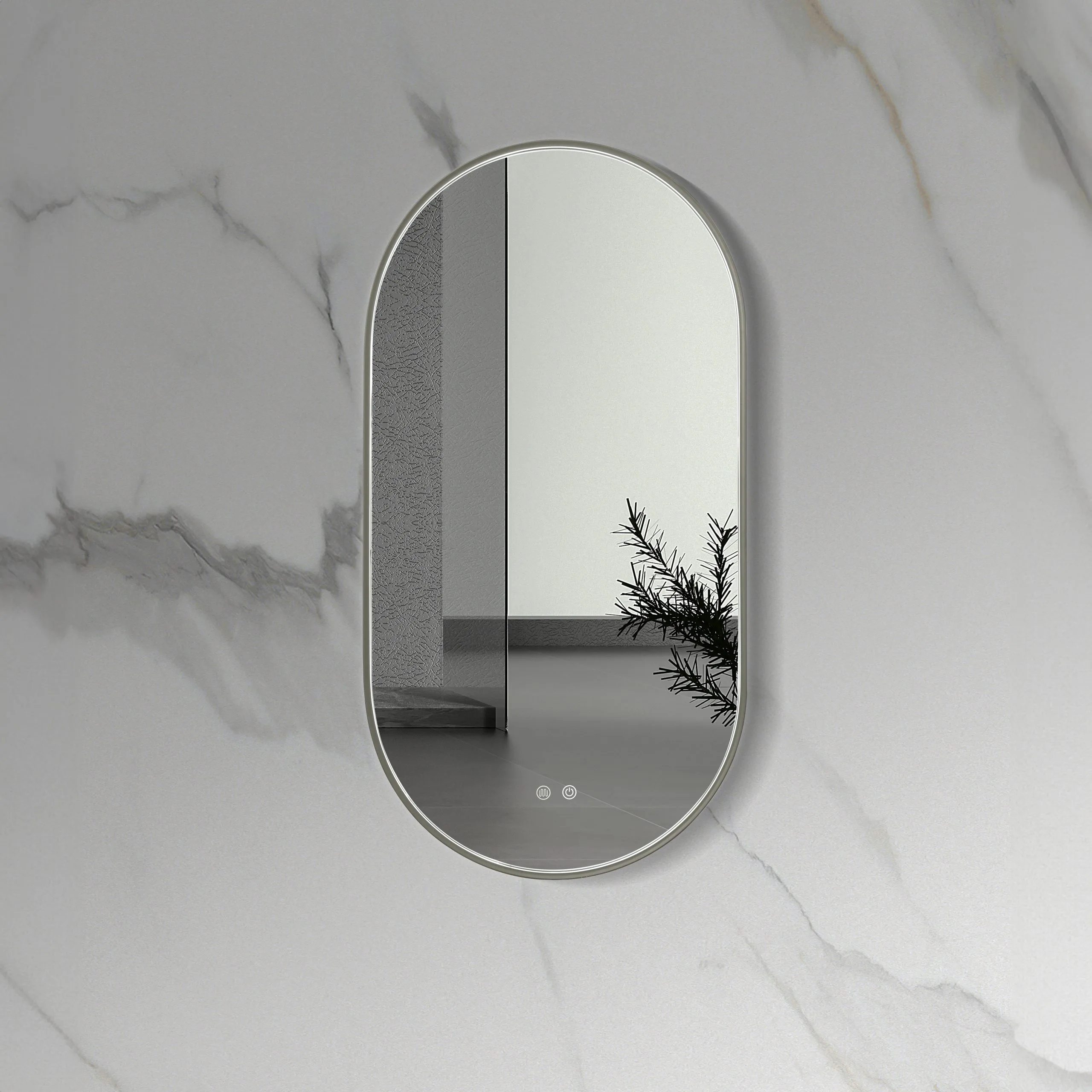 LINA | LED Spiegel ovaal | GUNMETAL GRIJS | 100x50cm