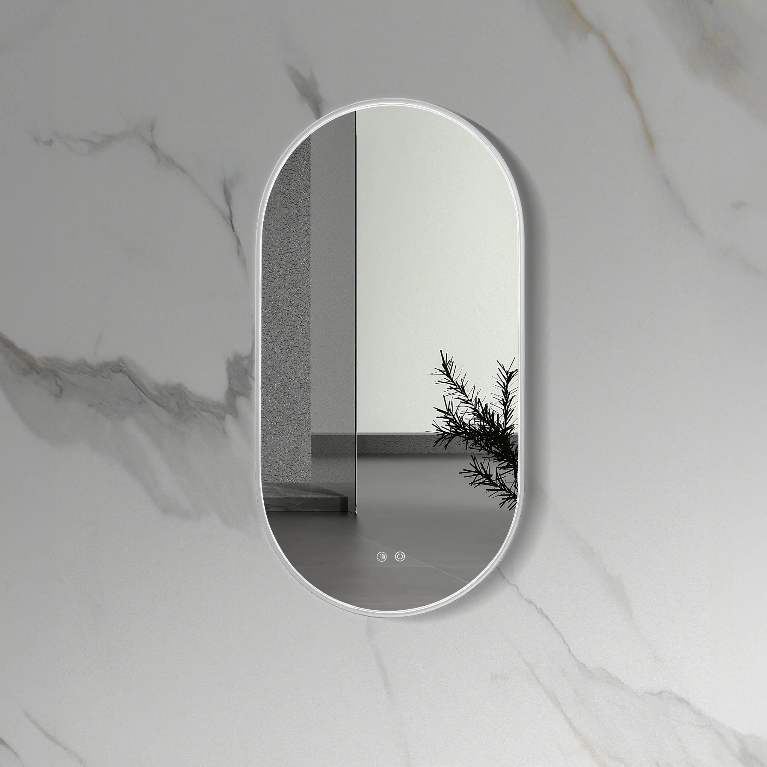 LINA | LED Spiegel ovaal | GEBORSTELD RVS | 100x50cm