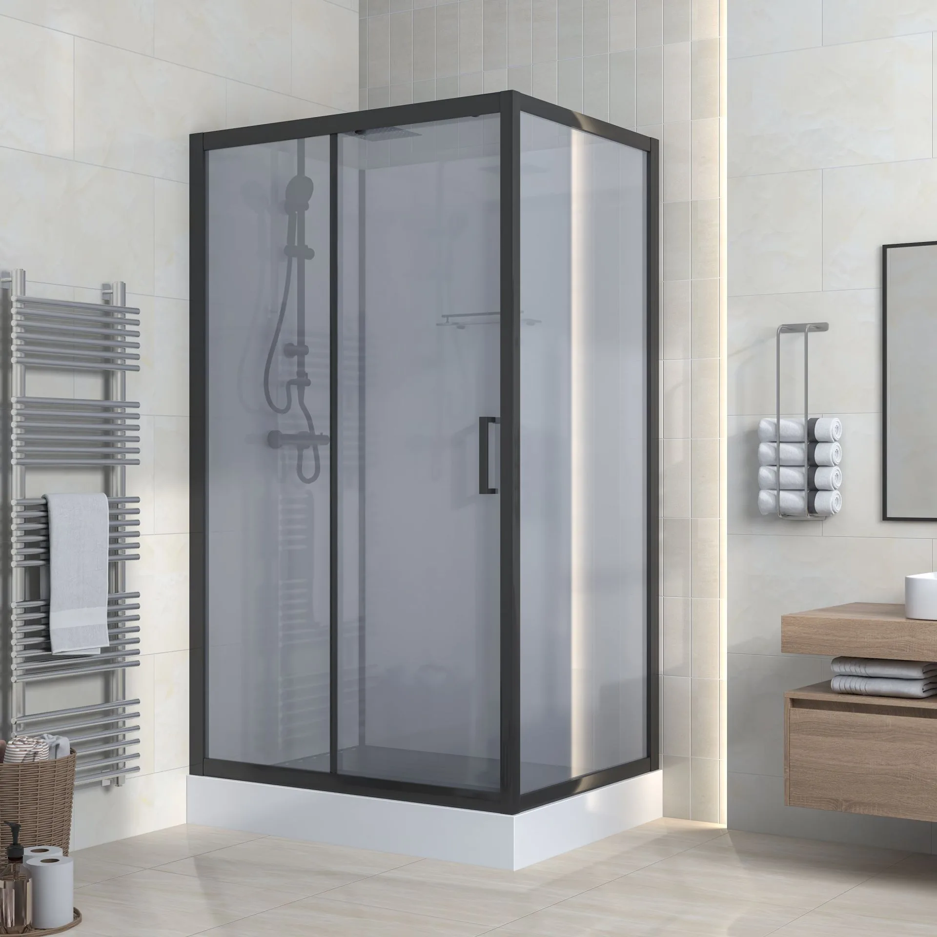 Douchecabine MARANI | MAT ZWART | Complete set 110x80