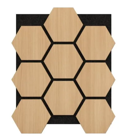 Akoestische Panelen Hexagon Hout Naturel Eiken met Zwart Vilt