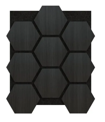 Akoestische Panelen Hexagon Hout Naturel Zwart Eiken met Zwart Vilt