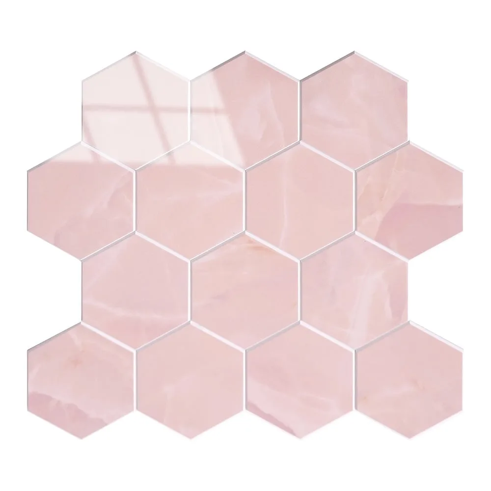 Zelfklevende Mozaïek Steenstrip Hoogglans Hexagon Onyx Roze