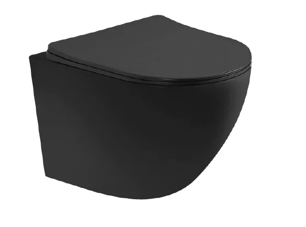 Kayvit Hangtoilet Mat Zwart | Softclose | Quickrelease | Randloos (met bril)