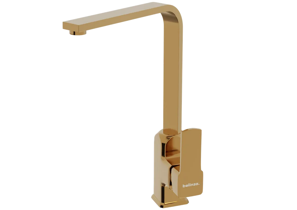 Keukenkraan CUBIC | GOUD | inclusief aansluitslangen