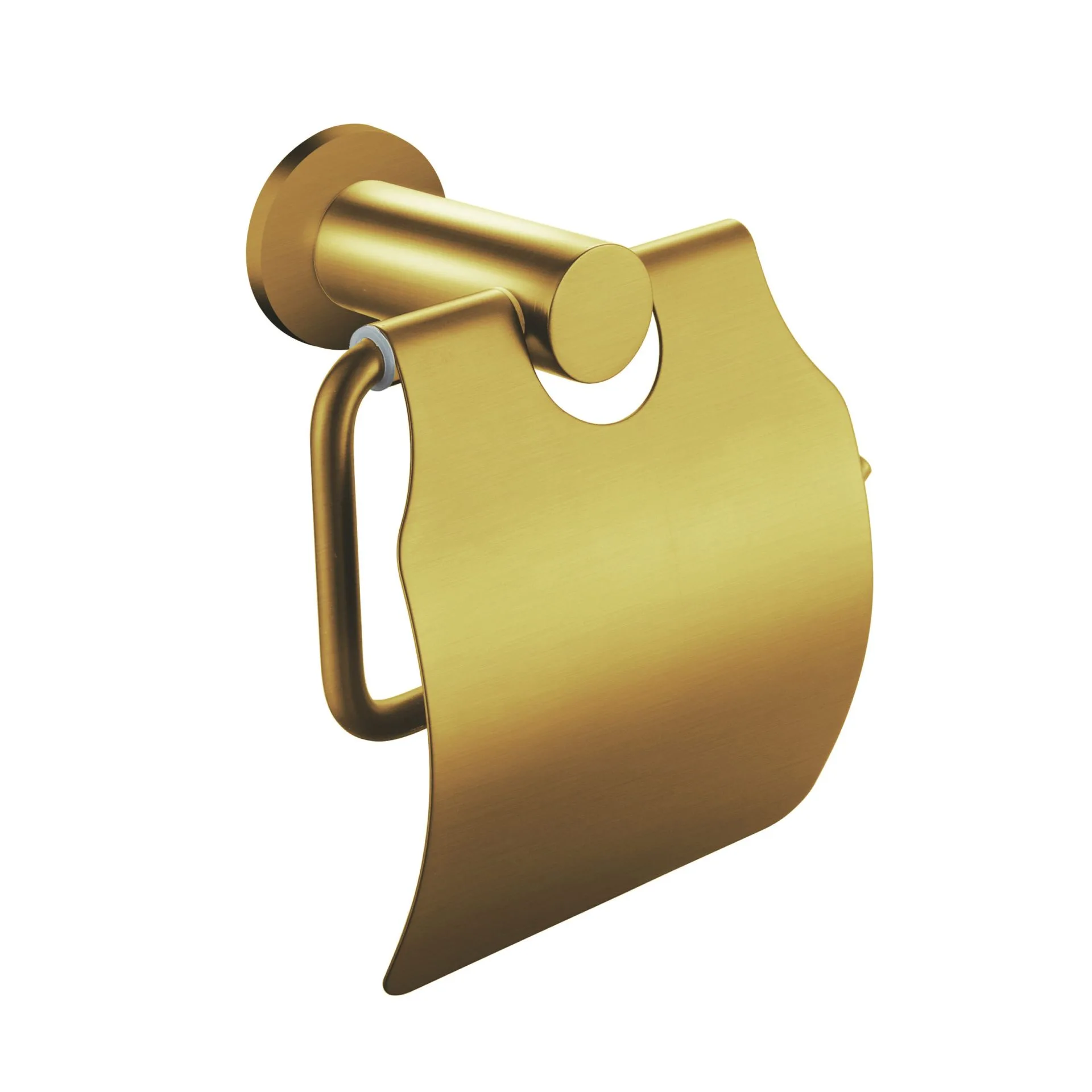 Toiletrolhouder met klep | RONDO | GEBORSTELD GOUD