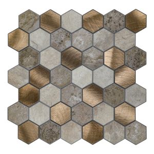 Zelfklevende Mozaïek Steenstrip Hexagon Medium Beige Taupe