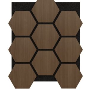 Akoestische Panelen Hexagon Hout Donker Gerookt Naturel Eiken Bruin met Zwart Vilt