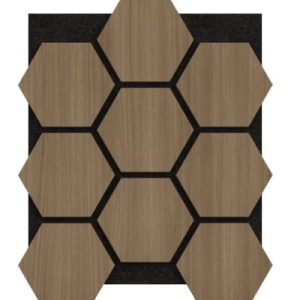 Akoestische Panelen Hexagon Hout Walnoot Bruin met Zwart Vilt