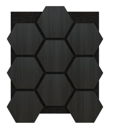 Akoestische Panelen Hexagon Hout Naturel Zwart Eiken met Zwart Vilt