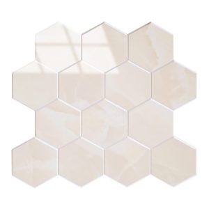 Zelfklevende Mozaïek Steenstrip Hoogglans Hexagon Onyx Beige