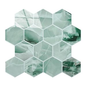 Zelfklevende Mozaïek Steenstrip Hoogglans Hexagon Onyx Groen