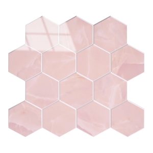 Zelfklevende Mozaïek Steenstrip Hoogglans Hexagon Onyx Roze