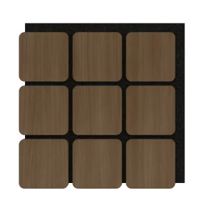 Akoestische Panelen Kubus Hout Donker Gerookt Naturel Eiken Bruin met Zwart Vilt