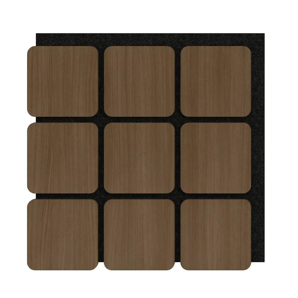 Akoestische Panelen Kubus Hout Donker Gerookt Naturel Eiken Bruin met Zwart Vilt