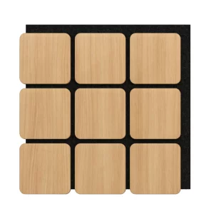 Akoestische Panelen Kubus Hout Naturel Eiken met Zwart Vilt