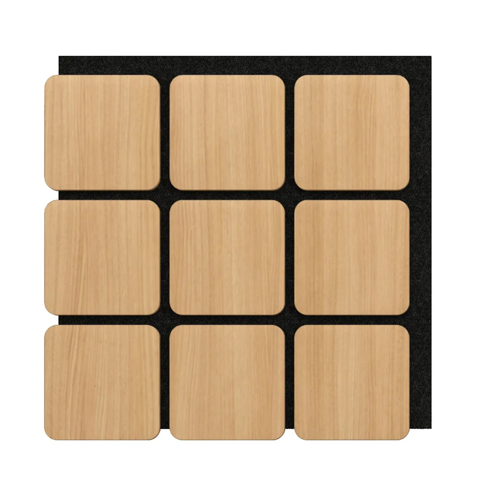 Akoestische Panelen Kubus Hout Naturel Eiken met Zwart Vilt