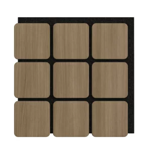 Akoestische Panelen Kubus Hout Walnoot Bruin met Zwart Vilt