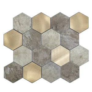 Zelfklevende Mozaïek Steenstrip Hexagon Beige Taupe Large