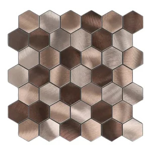 Zelfklevende Mozaïek Steenstrip Hexagon Champagne en Brons