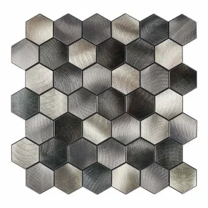 Zelfklevende Mozaïek Steenstrip Hexagon Cobalt Antraciet Goud