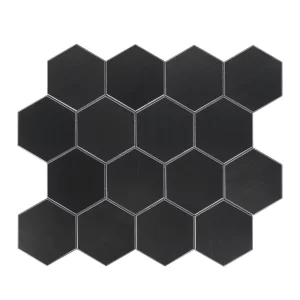 Zelfklevende Mozaïek Steenstrip Hexagon Geborsteld Mat Zwart