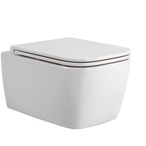 Hangtoilet wit vierkant | Softclose & Quickrelease | Tornado | Randloos incl. zitting | Kayvit