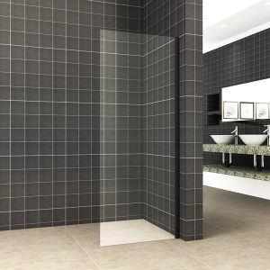 Side zijwand voor nis schuifdeur 800 x 2000 x 8 mm nano helder glas/mat zwart