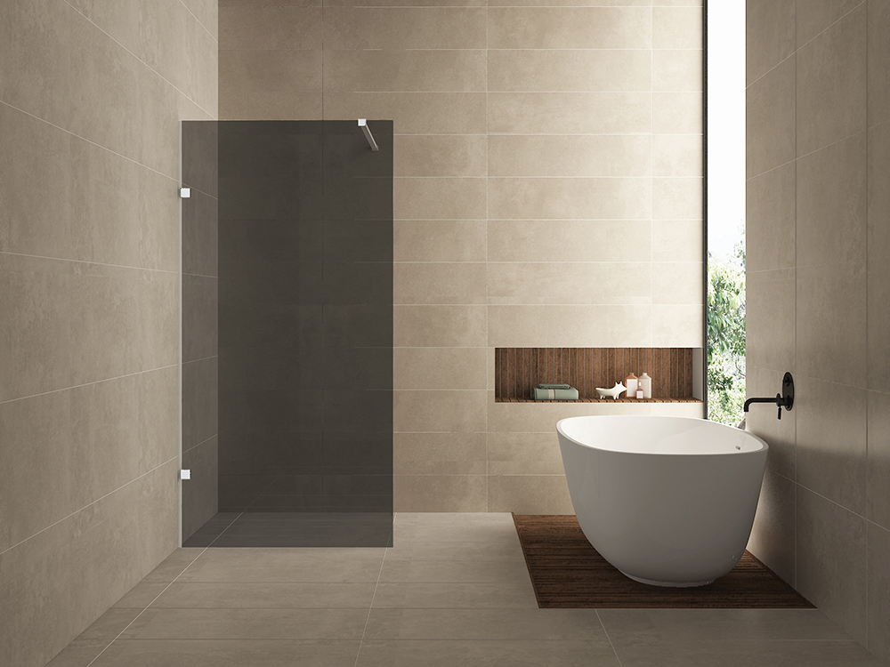 Less inloopdouche 900 x 2000 x 8 mm nano rookglas glas/mat wit