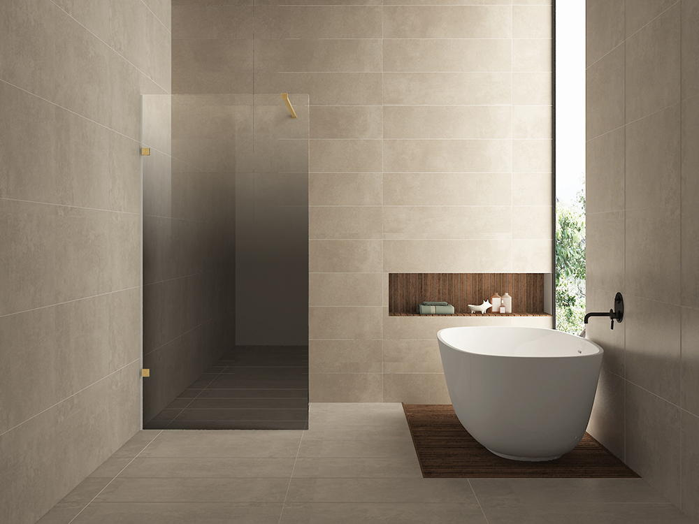 Less inloopdouche links 1000 x 2000 x 8 mm nano spiegelrook- naar helder glas/geborsteld messing