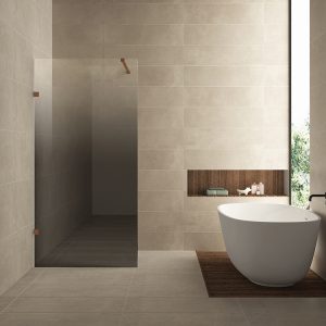 Less inloopdouche links 1000 x 2000 x 8 mm nano spiegelrook- naar helder glas/geborsteld brons koper