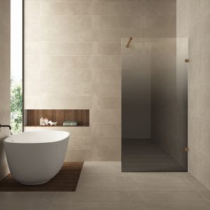 Less inloopdouche rechts 900 x 2000 x 8 mm nano spiegelrook- naar helder glas/geborsteld brons koper