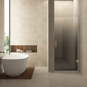 Less nisdeur rechts 700 x 2000 x 8 mm nano spiegelrook- naar helder glas/geborsteld messing