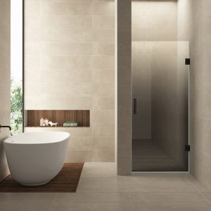 Less nisdeur rechts 800 x 2000 x 8 mm nano spiegelrook- naar helder glas/mat zwart