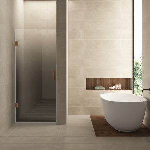 Less nisdeur links 700 x 2000 x 8 mm nano spiegelrook- naar helder glas/geborsteld brons koper