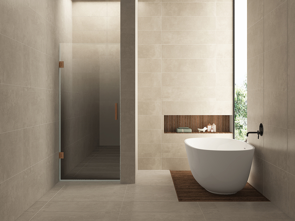 Less nisdeur links 900 x 2000 x 8 mm nano spiegelrook- naar helder glas/geborsteld brons koper