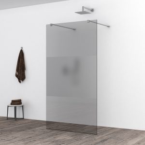 Slim glasplaat 900 x 2000 x 8 mm nano rookglas met melkglas middenband