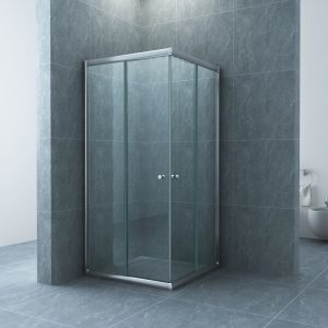 Eco hoekinstap cabine met 2 schuifdeuren 900 x 900 x 1900 x 5 mm nano helder glas/chroom