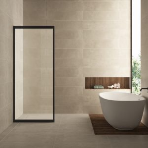 Skyline zijwand voor nis schuifdeur 1000 x 2000 x 8 mm nano helder glas/mat zwart