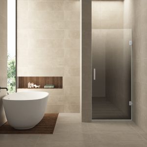 Less glas voor nisdeur links 900 x 2000 x 8 mm nano spiegelrook- naar helder glas