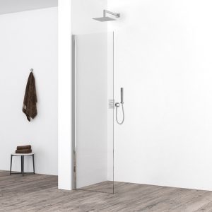 Comfort zijwand met muurprofiel 400 x 2000 x 10 mm nano helder glas/chroom