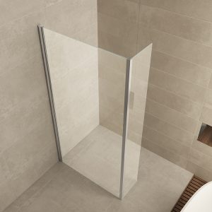 Comfort zijwand met hoekprofiel 400 x 20000 x 10 mm nano helder glas/chroom