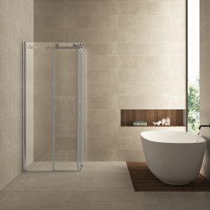 Entra hoekinstap cabine met 2 schuifdeuren 900 x 900 x 2000 x 8 mm nano helder glas/chroom