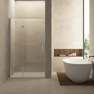 Vaz nisdeur met vast deel 1100 x 2000 x 8 mm nano helder glas/chroom