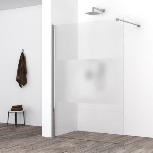 Comfort inloopdouche 1400 x 2000 x 8 mm nano helder glas met melkglas middenband/chroom