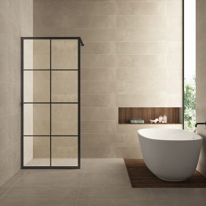 Maaz inloopdouche met raster en handdoekhouder 1200 x 2000 x 10 mm helder glas/mat zwart