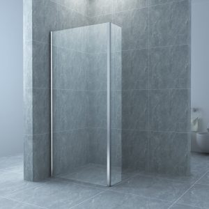 Eco zijwand met hoekprofiel 400 x 2000 x 8 mm nano helder glas/chroom