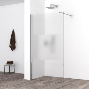 Comfort inloopdouche 800 x 2000 x 10 mm nano helder glas met melkglas middenband/chroom