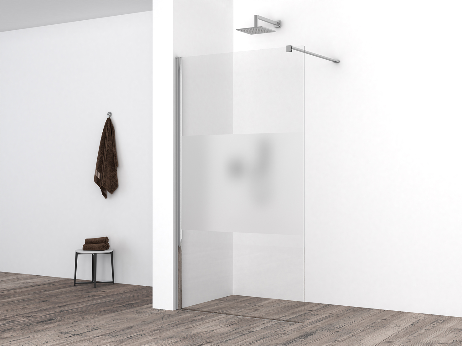 Comfort inloopdouche 900 x 2000 x 10 mm nano helder glas met melkglas middenband/chroom